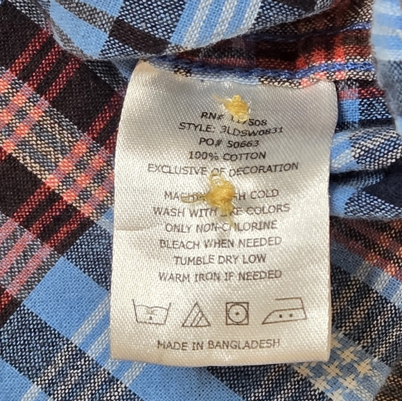 Levi's men's short sleeve button down red and blue plaid shirt XXL - Picture 7 of 8